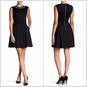 New Ted Baker Joone Skater Rhinestone Embellished Dress Sz 0 TB XS black formal